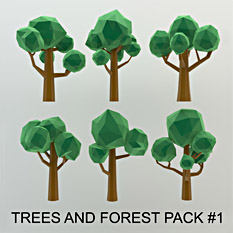 3d model cartoon tree pack #1