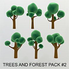 3d model cartoon tree pack #2