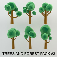 3d model cartoon tree pack #3