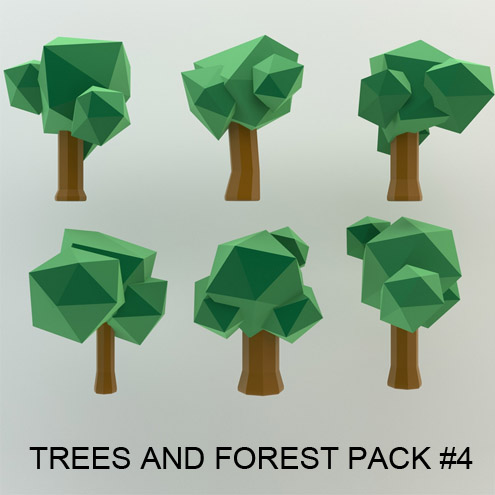 3d model cartoon tree pack #4