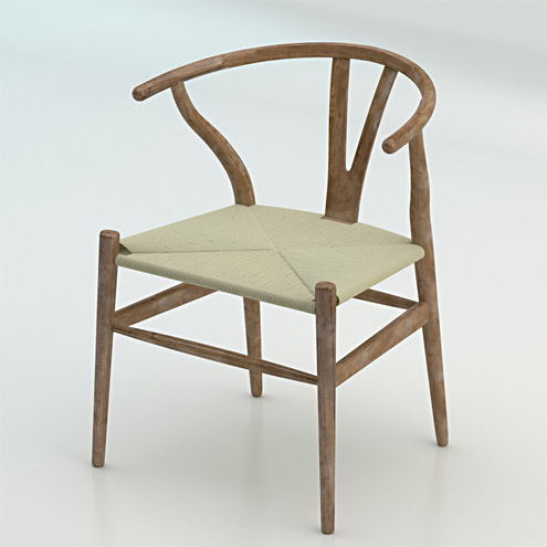 Wishbone Chair CH24 High Poly model in Brown Wood version