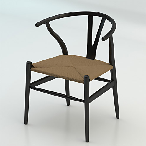 Wishbone Chair CH24 High Poly model in Dark Wood version